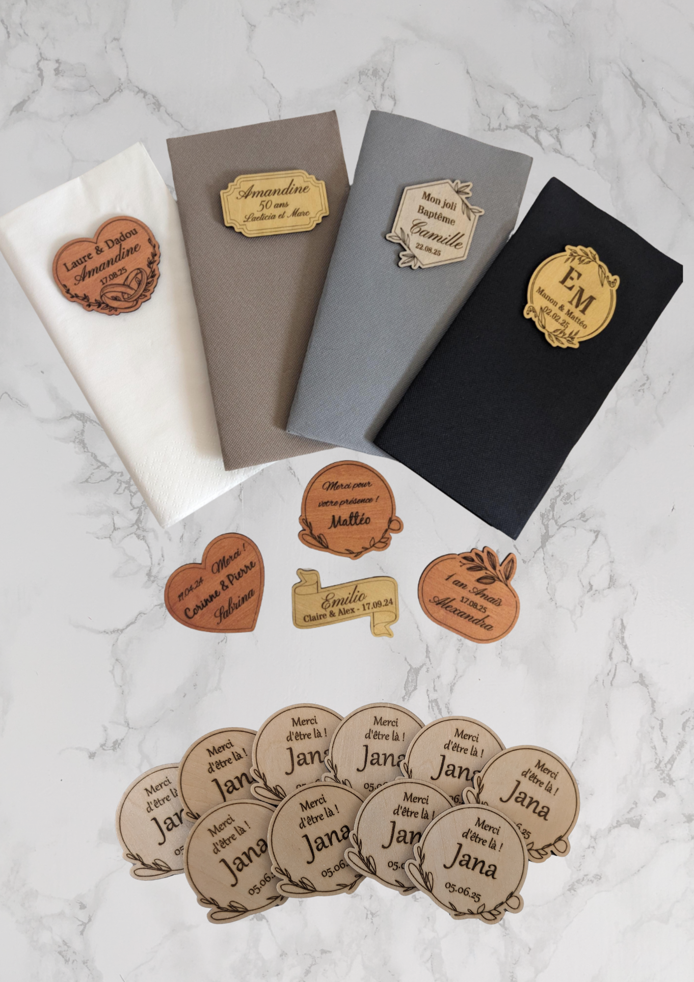 Magnet Cadeau Invité en Bois – Marque Place Personnalisé