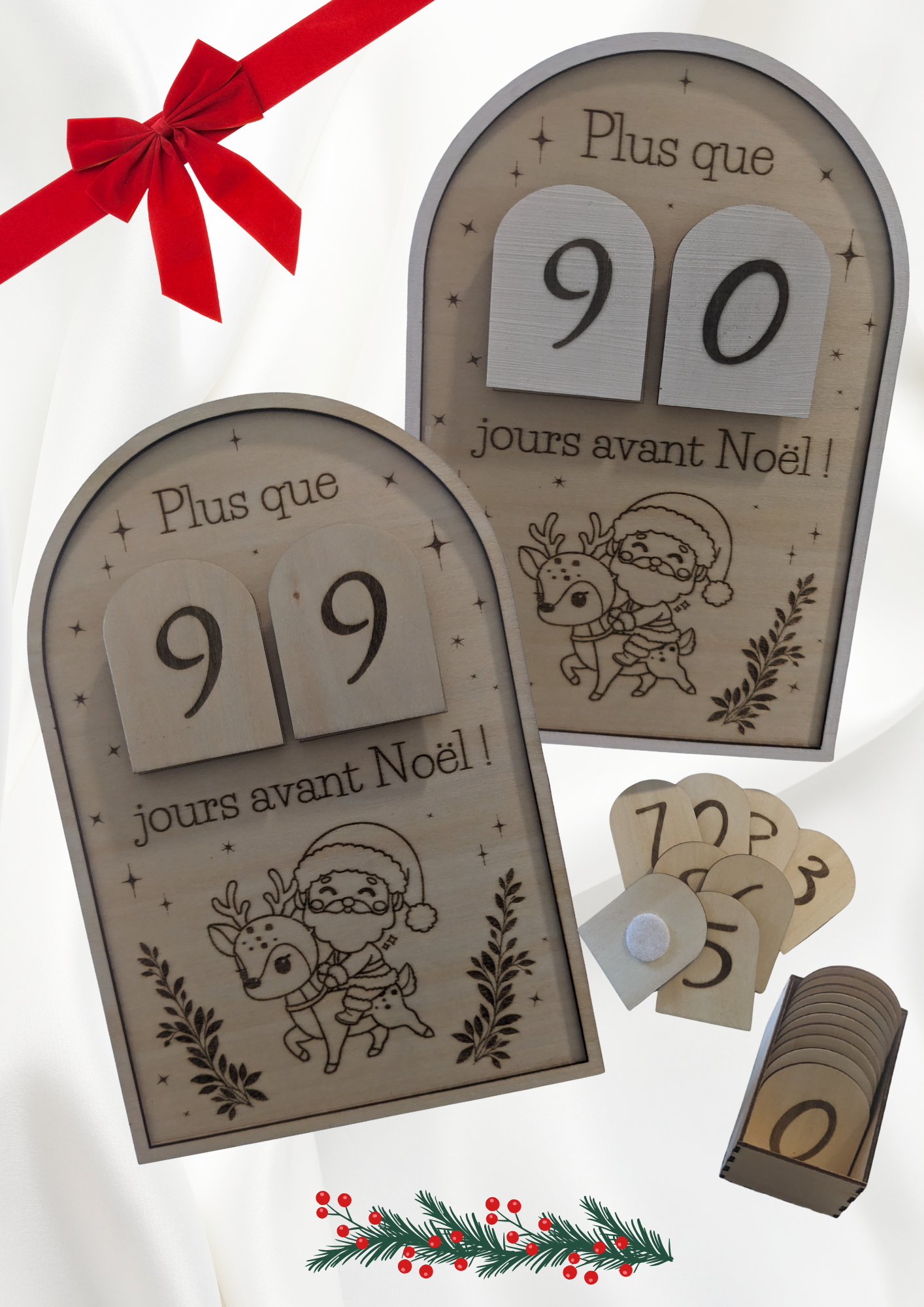 Décompte de Noël en Bois – Compte à Rebours jusqu’à 99 Jours