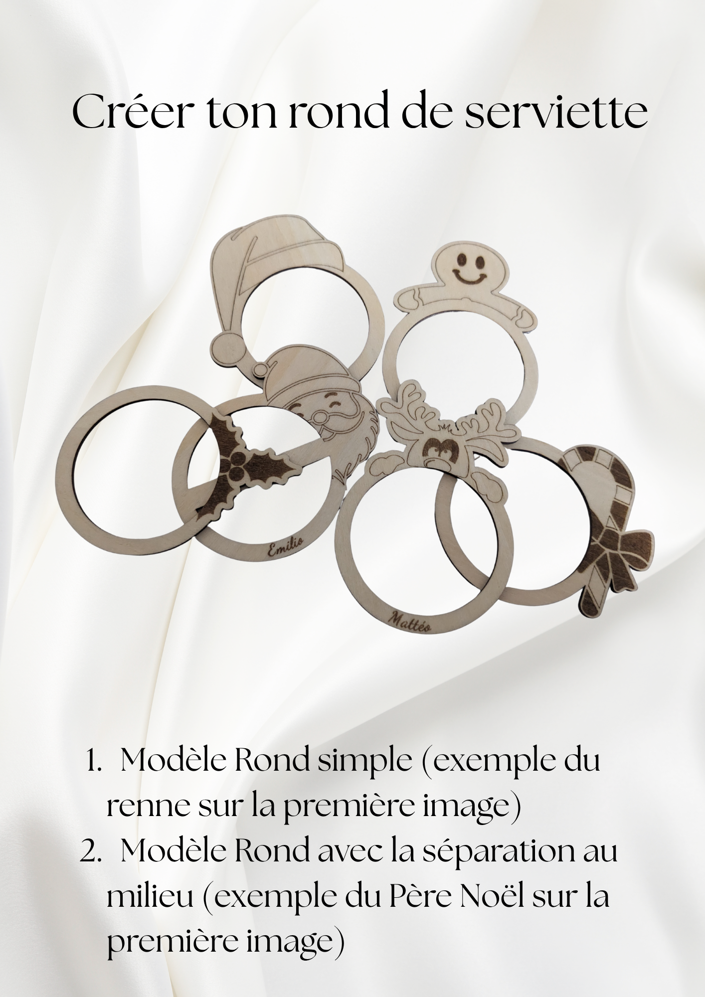 Rond de serviette marque place noel