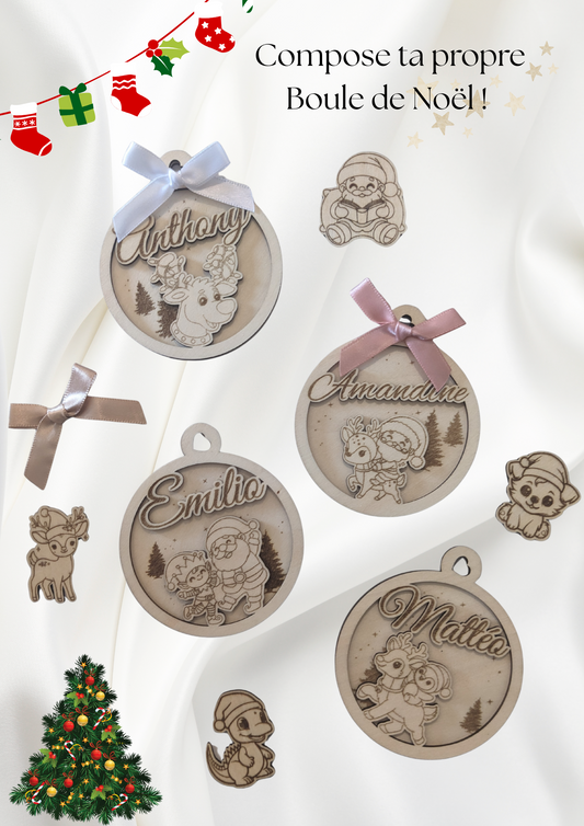 Boule de Noël en bois personnalisée