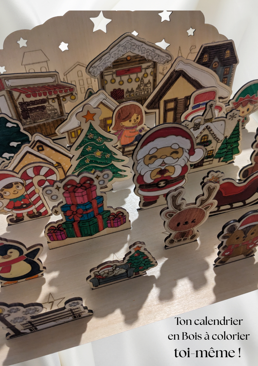Calendrier de l’Avent à colorier – Village de Noël à Colorier & Assembler