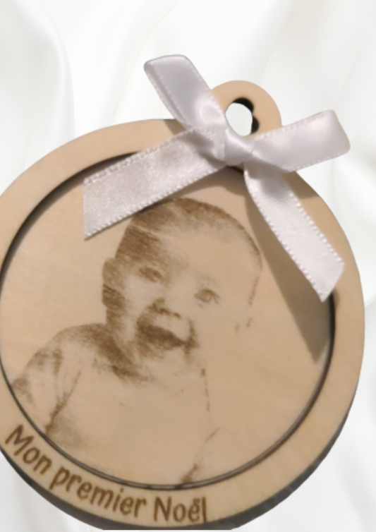 Boule de bois personnalisée : Portrait photo
