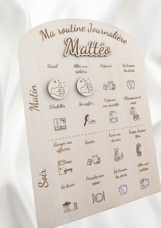 Tableau routine quotidienne enfant avec scratch - autonomie - fabriqué en France